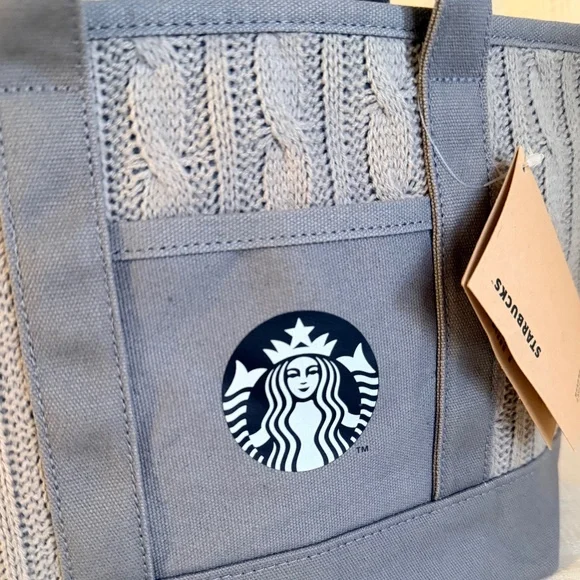 Starbucks Gray Cable Knit Canvas Tote Bag - Taiwan Exclusive Edition NWT - Picture 5 of 12